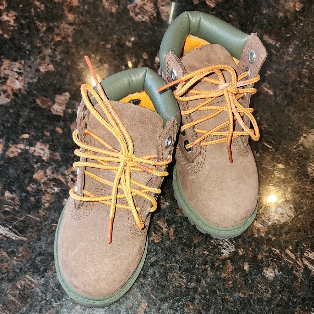 Brown and Green Kids Boots